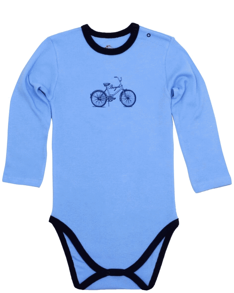 Body Copii, Cu Maneca Lunga, Bleu " Bicicleta "