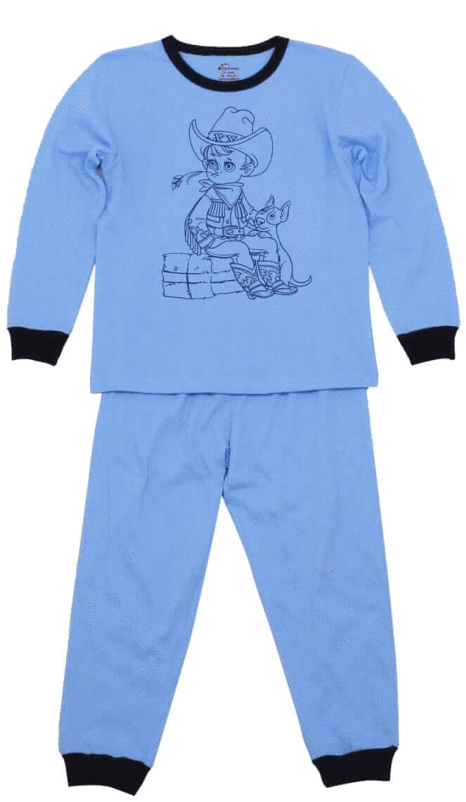 Pijama Bebe Cu Maneca Lunga, Bleu "cowboy"