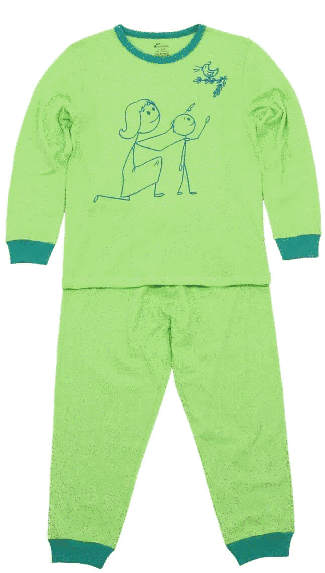 Pijama Bebe Cu Maneca Lunga De Culoare Verde Fistic "mama Si Copil"