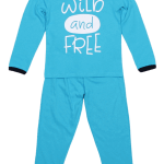 Pijama Copii, Cu Maneca Lunga, Turqois "wild And Free"