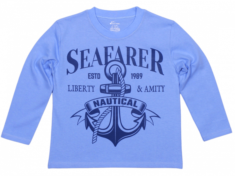 Tricou Bebe, Cu Maneca Lunga, Bleu, "seafarer"