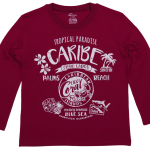 Tricou Bebe, Cu Maneca Lunga, Bordeaux, "caribe"