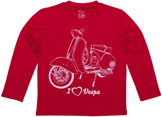 Tricou Bebe, Cu Maneca Lunga, Rosu, "vespa"