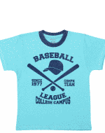 Tricou Bebe, Maneca Scurta, Aqua "baseball"