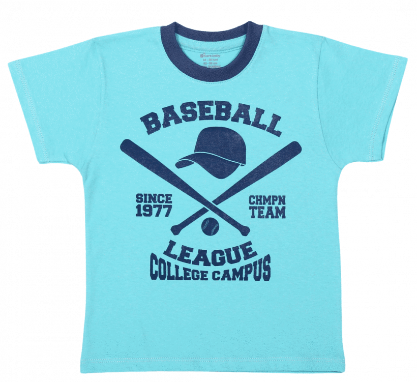 Tricou Bebe, Maneca Scurta, Aqua "baseball"