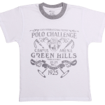 Tricou Copii Maneca Scurta, Alb Cu Gri "polo Challenge"