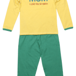 Pijama Copii, Cu Maneca Lunga, Galben/verde