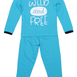 Pijama bebe, cu maneca lunga, turqois "wild and free"