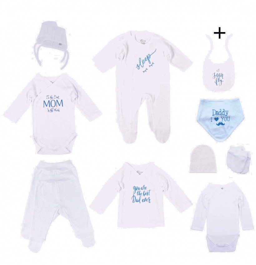 Set haine nou născut albastru - 14 piese