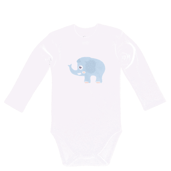 Body bebelusi maneca lunga, alb "elefant"